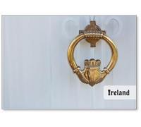 Brass Knocker with Irish Claddagh Design on Painted Door. Irish Travel ., Fridge Magnet