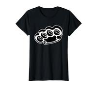 Brass Knuckles Blackwork Minimal Value Graphic T-Shirt, Women, Black, M