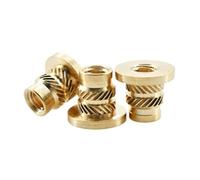 Brass Knurled Flange Hot Melt Insert Nut M2-M8 T Type for Electronics(M3xL6.3xOD4.6,10Pcs)