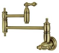 Brass KS3103AL Wall Mount Pot Filler Kitchen Faucet, Antique Brass, 8-1/8-Inch Spout Height