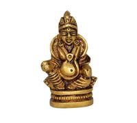 Brass Kuber Statue Idols God of Wealth Sculpture Deity Figurine Diwali Gift Worship Decor Kubera Kuvera Dhanpati Vaisravana Raja Murti Sculpture Gift Puja Room Spiritual (Brass Kuber Statue 2.5"inch)