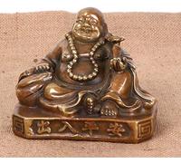 Brass Laughing Buddha Statue,Feng Shui Wealth Lucky Figurine,Happy Buddha Sculpture Decoration Coffee Color 39inch