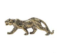Brass Leopard Decor Sculpture, 8 cm Tabletop Animal Statue for Home Office Desk Shelf Mantel Decoration, Vintage Golden Figurine Symbol of Luck and Strength