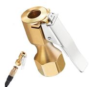 Brass Lock On Air Chuck, Inflator Connector with Clip, Medium Size Tire Inflator Tool with Secure Locking Feature, Metal Construction, Air Pump with Ergonomic Design, Vehicle Tool for Car Truck