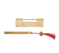 Brass Lock with Key 6.5cm Carved Antique Chinese Style Padlock for Jewelry Box Cabinet Decorative Vintage Handmade Durable Safe