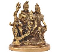 Brass Lord Shiva, Parvati and Ganesha Shiv Family/Shiva Parivar Idol Statue 6 Inches height