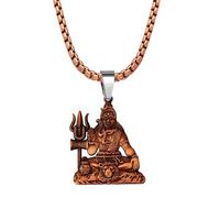 Brass Lord Shiva Pendant Necklace With 22 Inch Box Stainless Steel Chain - Hindu God Amulet for Protection & Devotion-Mahadev Amulet Jewelry for Men & Women By Indian Collectible