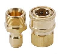 Brass M22 Adapter Kit 3/8 Inch Quick Connect for High Pressure Washer, Male Female Fittings Set for Hose Nozzle Wand, 3000 PSI Ball Lock Coupler, 2 Pack
