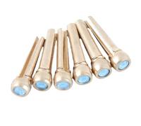 Brass Made Guitar Bridge Pins with Crystal Glass Dot Decor for Brighter Tone, 6 Pcs Set for Musical Instrument Part, More Stable, Attractive (Sky Blue)