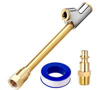 Brass Made Premium 2-Way Connection Heavy Duty Air Chuck Set, 1/4 In FNPT Straight-on Foot Dual Head Chuck with Quick Plug, Air Fill Kit Tool for Inflator or Compressor