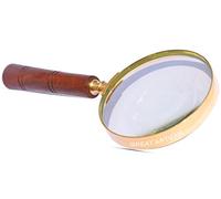 Brass Magnifying Glass, Antique Brass Handheld 10X Vintage Magnifying Glass with Wooden Handle, Magnifying Glass for Reading, Map, Inspection, Book etc.