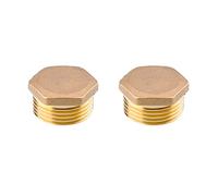 Brass Male Cap, 2PCS 3/4'' Male Thread Brass Plugs, Hex Head Blanking Plug Tube End Cap for Pipe Connecting Conversion