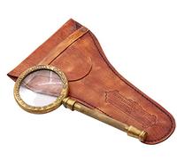 Brass Manifer Magnifying Glass with Leather Storage Case, Handmade Magnifying Lance, Vintage Look, Antique Style, Reading, Low Sight Elderly, Collectible
