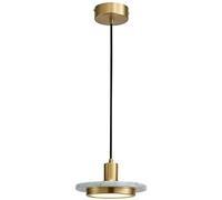 Brass Marble Pendant Light, Nordic Copper Pendant Lighting Circular Shade Panel Suspension Wire Lights E27 Light Fixture Kit Chandelier for Bedroom Dining Room, Kitchen Island