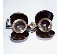 Brass Marine Navy Nautical Double Barrel Binocular with Brass Telescope & Floor Tripod - Antique & Black Leather (3)