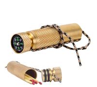 Brass Match Case - Brass | Compact Pill Case with Built-in Compass | Waterproof Medicine Bottle | Pocket-Sized Container | Vintage Metal Storage for Matches, Pills, Small Items, Travel, Camping,