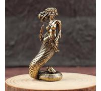 Brass Medusa Statue,Gothic Snake Goddess Sculpture,Ancient Greek Mythology Vintage Metal Figurine,Home,Office,Desktop,Tabletop,Shelf Decor,Collectible Art Ornament Gift