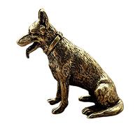 Brass Metal Fortune Dog Statue Small Ornament Vintage Little Puppy Chinese Desktop Tea Pet Sitting Wolf Animal Figurines Decoration Gifts