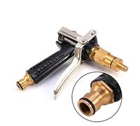 Brass Metal High Pressure Water Gun Sprayer Hose Nozzle Durable One Hand Operation Adjustable Water Pressure for Car Washing and Garden Watering Copper Material 15cm Length