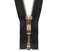 Brass Metal Open End Zip 36cm: Black, Supplied by Downton Fabrics and Crafts