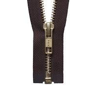 Brass Metal Open End Zip 36cm: Brown,Supplied by Downton Fabrics and Crafts