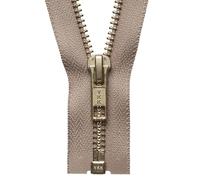 Brass Metal Open End Zip 51cm: Fawn,Supplied by Downton Fabrics and Crafts