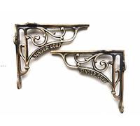 BRASS & METAL Pair of Vintage Shelf Brackets Singer Corp Antique Brass (5 * 5)