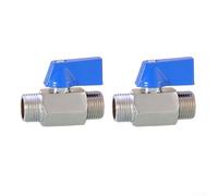 Brass Mini Ball Valve, 1/4" for AG x 1/4" for AG / 3/8" for AG x 3/8" for AG / 1/2" for AG x 1/2" IG Shut-Off Valve with Blue Handle, 2-Piece Set for Water, Oil & G(3/8AG*3/*8AG)