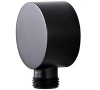 Brass Modern Bathroom Round Drop Ell Shower Hose Connector 1/2" NPT Wall Supply Elbow Bathtub Water Outlet Spout Wall Union,Matte Black