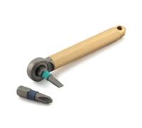 Brass Modularity Screwdriver Ratcheting Wheel Slotted Screwdriver with 2Pcs Bit Equipment Gadget for Bit