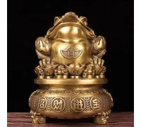 Brass Money Frog with Gold Ingot cornucdo Statue attracts Wealth and Good Fortune Home Decoration