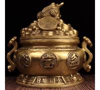 Brass Money Frog with Gold Ingot cornucdo Statue attracts Wealth and Good Fortune Home Decoration