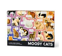 Brass Monkey Moody Cats - 1000 Piece Jigsaw Puzzle Featuring Vintage Inspired Illustration Of Cat Art With Funny Quotes