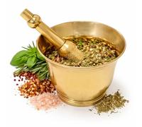 Brass Mortar and Pestle Set, Spice and Herb Grinder, Pill Crusher, Spice Grinder,Herb Bowl,Pesto Powder Metal Okhli and Musal Masher for Home & Kitchen Décor (Plain, Pack of 1)