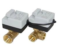 Brass Motorized Ball Valve 3-Wire Two Control Electric Actuator AC220V 3 Ways /2 Way DN15 DN20 DN25 DN32 DN40 with Manual Switch 1Pcs(3 Way,DN15)