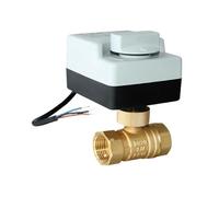 Brass Motorized Ball Valve 3-Wire Two Control Electric Actuator AC220V 3 Ways /2 Way DN15 DN20 DN25 DN32 DN40 with Manual Switch(DN25,DC12-24V X 10PCS_2 Ways)