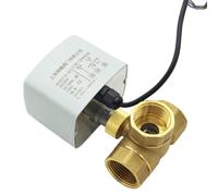 Brass Motorized Ball Valve 3-Wire Two Control Electric Actuator AC220V 3 Ways /2 Way DN15 DN20 DN25 DN32 DN40 with Manual Switch(3 Way,DN32)