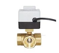 Brass Motorized Ball Valve 3-Wire Two Control Electric Actuator AC220V 3 Ways /2 Way DN15 DN20 DN25 DN32 DN40 with Manual Switch(3 Way,DN32)