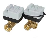 Brass Motorized Ball Valve 3-Wire Two Control Electric Actuator AC220V 3 Ways /2 Way DN15 DN20 DN25 DN32 DN40 with Manual Switch 1Pcs(3 Way,DN40)