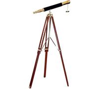 Brass Nautical Single Barrel Telescope With Wooden Tripod Stand Maritime Royal Telescope