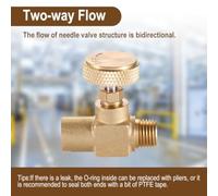 Brass Needle Valve for Industrial Flow Control - - Construction, 600 PSI Working Pressure, -4°F to 450°F Temp Range, for NPT Threaded (/8"-3/8")(C)
