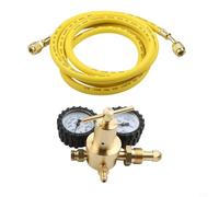 Brass Nitrogen Pressure Regulator For G5/8 Thread Adapter CGA580 Connection with 2m Hose 1-200 Bar Inlet 1-60 Bar Outlet for Industrial Laboratory Use Yellow(B)