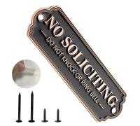 Brass No Soliciting Sign, No Soliciting Sign for House - Solid Brass Wall Plaque Handmade Traditional Home Decor, Elegant No Soliciting Do Not Knock or Ring Bell Sign for Office and Business (Brass No