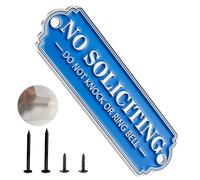 Brass No Soliciting Sign, No Soliciting Sign for House - Solid Brass Wall Plaque Handmade Traditional Home Decor, Elegant No Soliciting Do Not Knock or Ring Bell Sign for Office and Business (Brass No