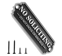 Brass No Soliciting Sign, No Soliciting Sign for House - Solid Brass Wall Plaque Handmade Traditional Home Decor, Elegant No Soliciting Do Not Knock or Ring Bell Sign for Office and Business (Brass No