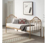 (Brass, No Trundle) Knebworth French Shabby Chic Living Room Bedroom Metal Day Bed Frame w Optional Trundle