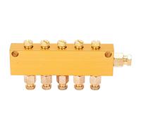 Brass Oil Distributor 5/6 Way Adjustable Lube Piston Valve Manifold Block for Centralized Lubrication System 1 in 6 out Design for Various Machinery (One in, five out)