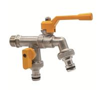 Brass Outdoor Tap 1PC Single Cold Water Faucet G1/2' Thread Dual Outlet for Washing Machine Durable Garden Hose Connection Ideal for Outdoor Use