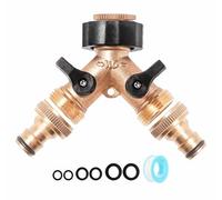 Brass Outside Garden Tap Splitter Garden Hose Pipe Splitter 2 Way, Double Hose Pipe Connector Multi Tap Connector 2 Way Hose Splitter for Connecting Two Hoses to Outdoor Tap