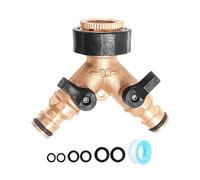Brass Outside Garden Tap Splitter Garden Hose Pipe Splitter 2 Way, Double Hosepipe Connector Multi Taps Connector 2 Way Hose Splitters for Connecting Two Hoses to Outdoor Tap